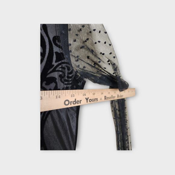 Intimately Free People Black Velvet Embroidered Mesh Mini Dress Women's Medium - Picture 5 of 5